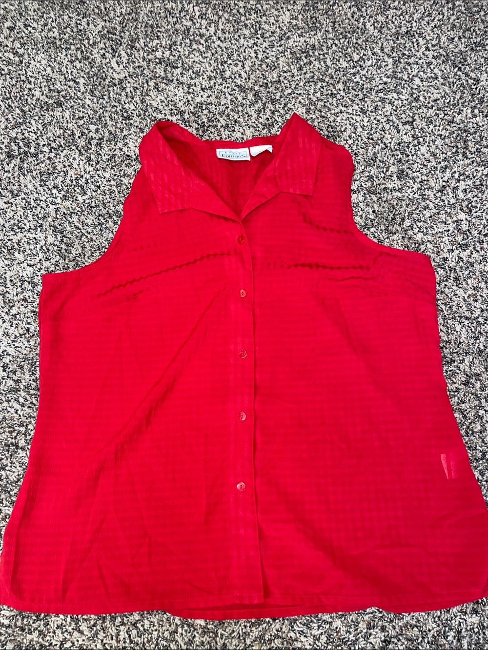 Vintage Red Sleeveless Button Down Blouse Plus Size 18W EUC